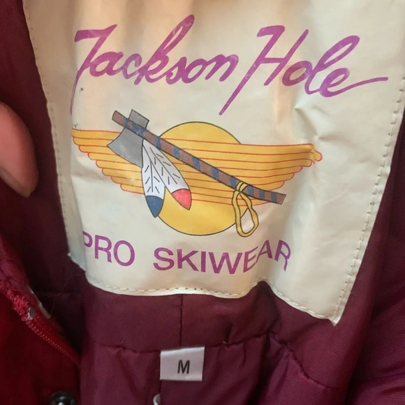 Vintage  Jackson Hole Burgundy Bib Overall Snow Pants M - Picture 3 of 11